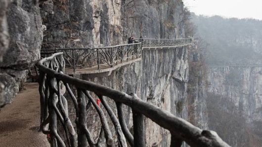 A Scary Skywalk On Glass Bridge, China